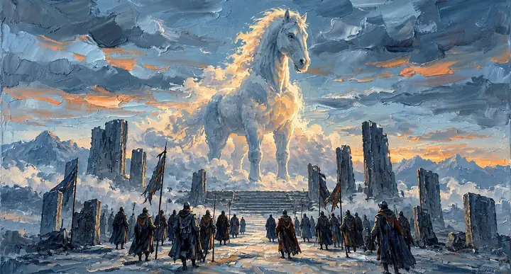 Cena de cavalo em estilo pictórico usada para gerar vídeo a partir de imagem